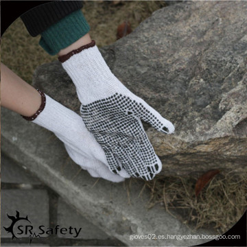 SRSafety guantes blancos de algodón con puntos de pvc cubiertos en un lado